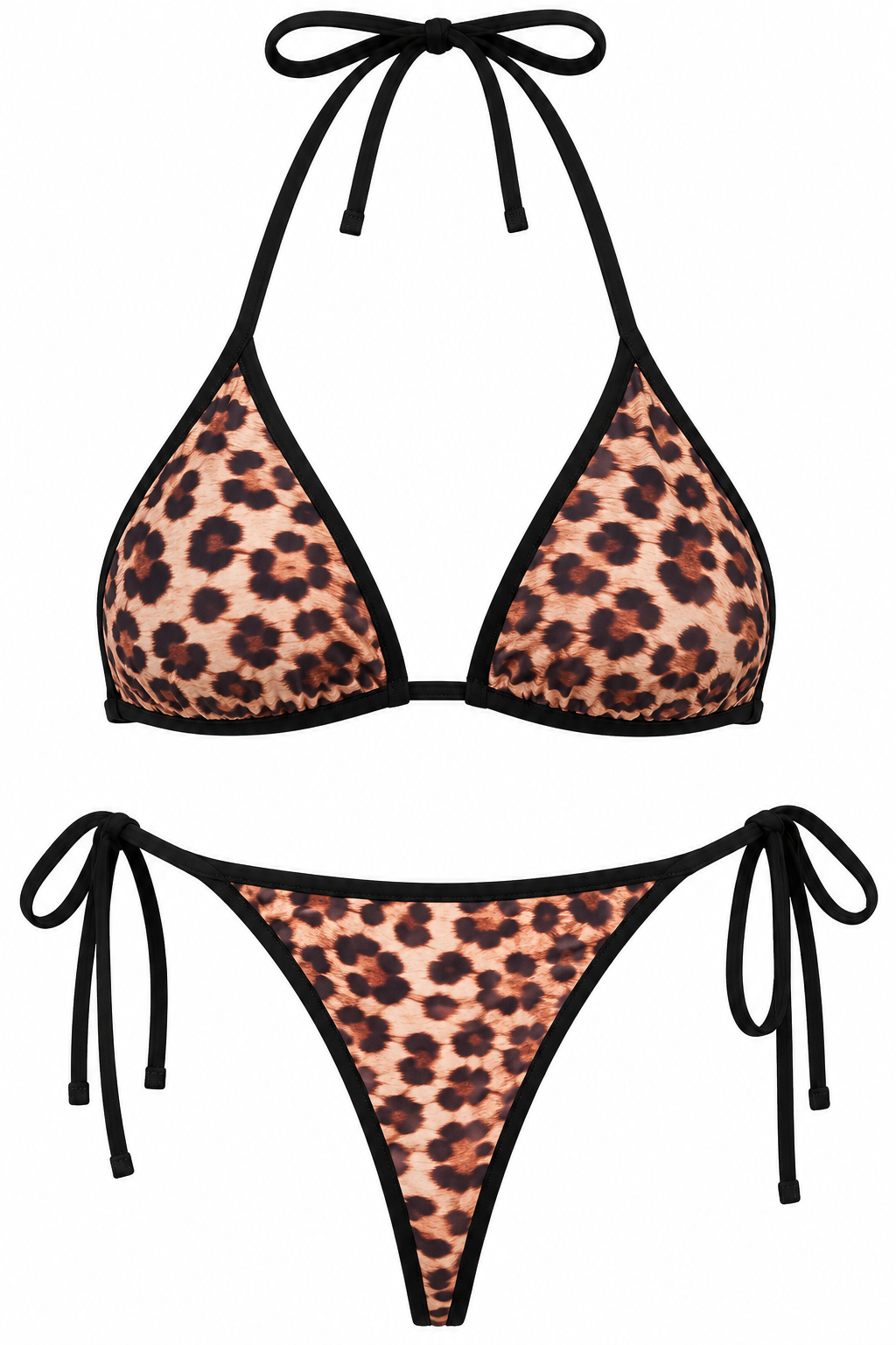 Women’s Leopard Print Lingerie Bra & Panty Set | Adjustable Tie-Side 2-Piece Set