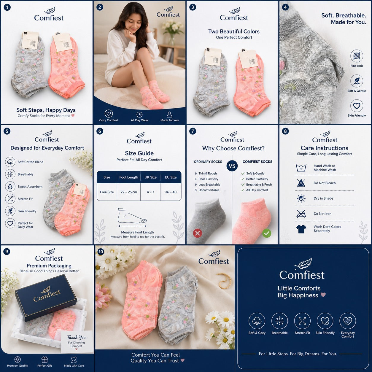 Comfiest Women's Printed Ankle Socks (Pack of 2) – Soft & Stylish Everyday Socks