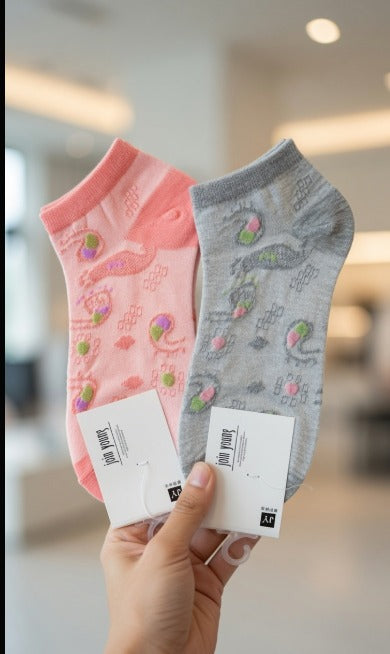 Comfiest Women's Printed Ankle Socks (Pack of 2) – Soft & Stylish Everyday Socks