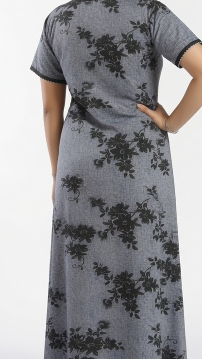 Comfiest Women's Printed Nighty Nightdress Maxi (Pack of 2) – Floral Print Satin Nightwear