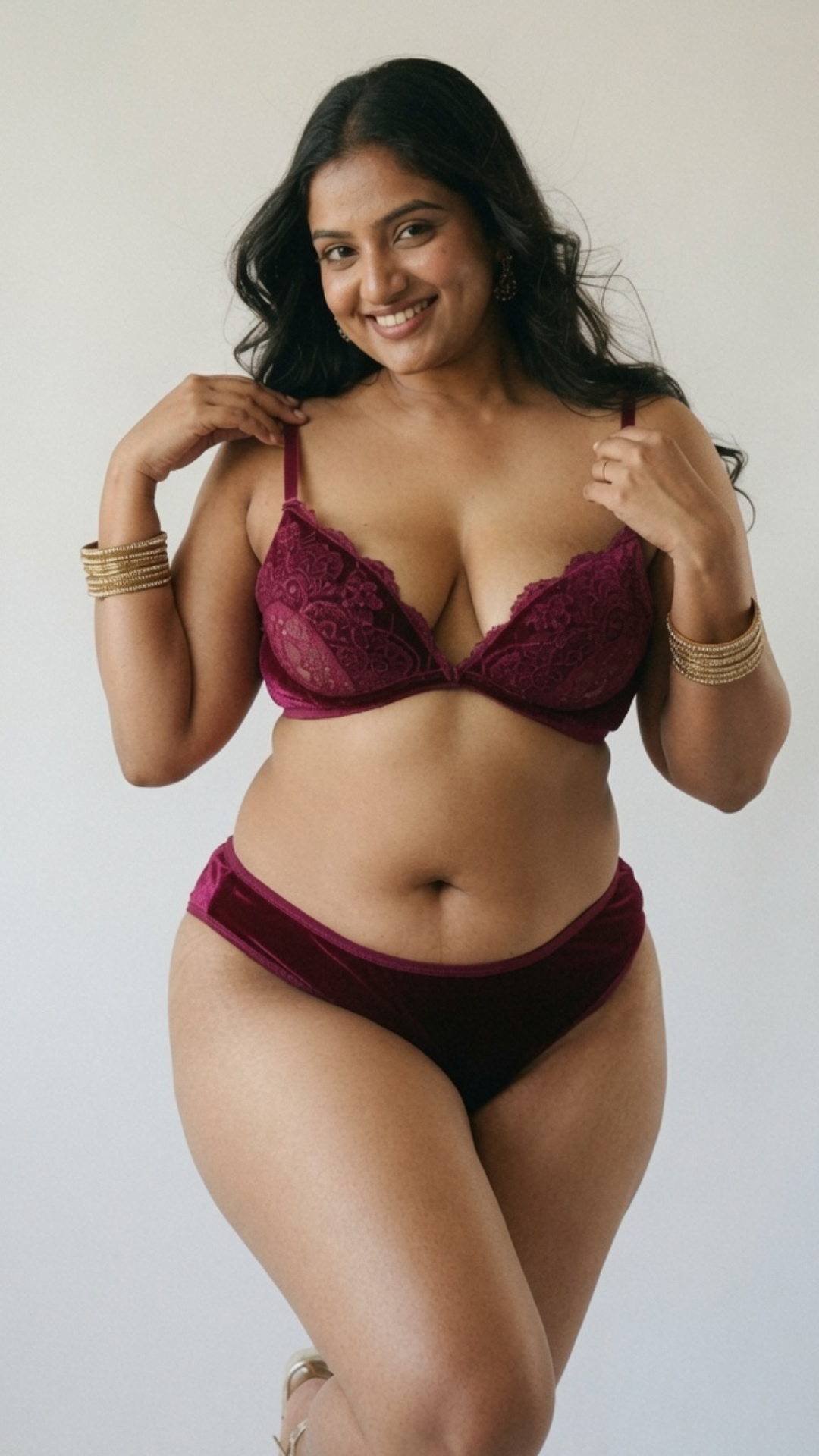 Comfiest Plus Size Velvet Lace Bra & Panty Set for Women | Premium Soft Lingerie | 3 Color Collection